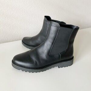 Franco Sarto Women's Carian Leather Block Heel Ankle Boots Lug Sole Size 8.5